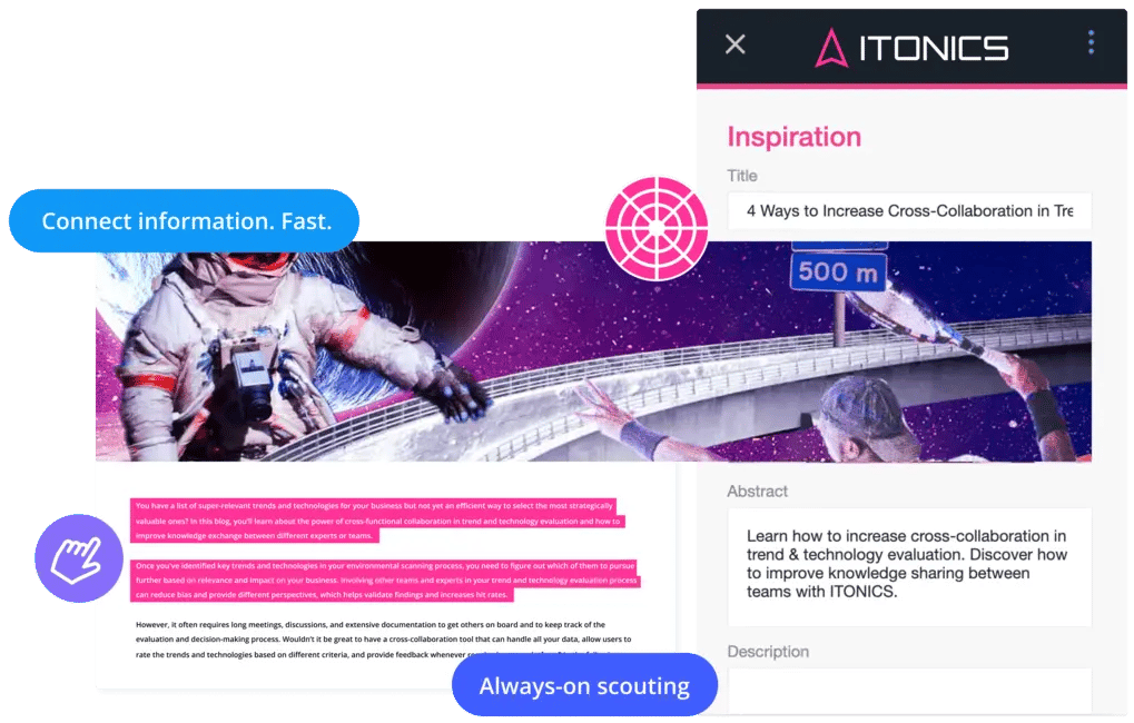 ITONICS Web Clipper to capture inspirations from the web